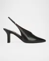 Vince Sabrina Slingback Kitten Heel Pump In Black Leather