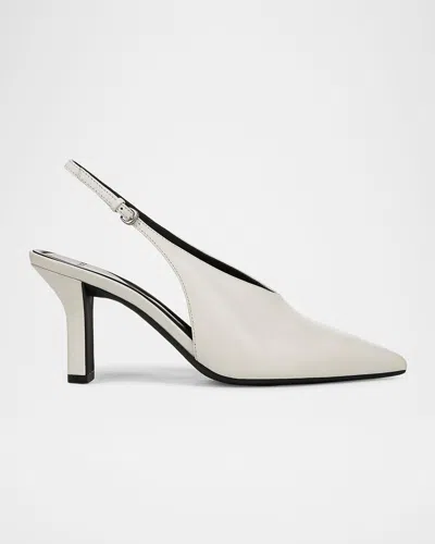 Vince Devi Smooth Leather Slingback Pumps In Milk White Leather