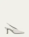 Vince Bianca Metallic Kitten Slingback Pumps In Milk White Leather