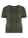 Vince Diamond-pattern Short-sleeve Top In Green
