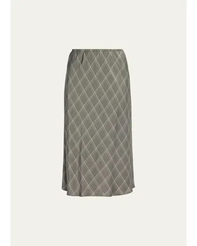 Vince Diamond Plaid Midi Skirt In Green