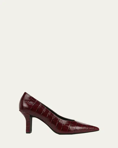 Vince Diane Croco-embossed Pumps In Cherry Croco Print Leather