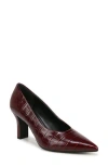 Vince Dianen Croc Embossed Pointed Toe Pump In Deep Cherry