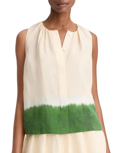Vince Dip Dye Sleeveless Button-up Shirt In Black