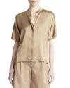 Vince Short-sleeve Dolman Button-front Silk Blouse