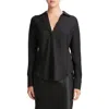 Vince Dolman Sleeve Satin Shirt In Black