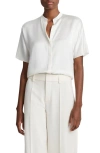 Vince Dolman Sleeve Silk Shirt In Off White
