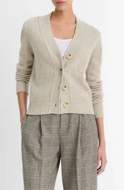 Vince Donegal Cashmere V-neck Cardigan In Biscuit Donegal