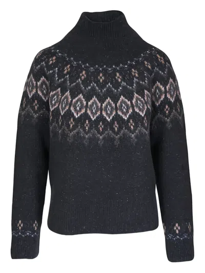 Vince Donegal-finished Patterned Turtleneck Sweater In Gray