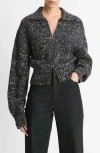 Vince Donegal Zip Front Jacket In Black Donegal