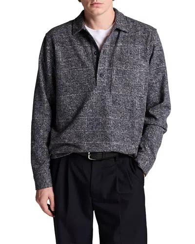 Vince Donegal Knit Polo Shirt In Gray