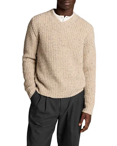 Vince Donegal Wool Blend Waffle Knit Sweater In Neutral