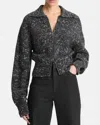 Vince Donegal Zip Front Jacket In Black Donegal In Multi