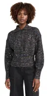 Vince Donegal Zip Front Jacket In Black Donegal In Black Donegal