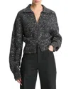 Vince Donegal Zip Front Jacket In Black Donegal