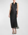 Vince Polka Dot Faux Wrap Dress In Black/grey