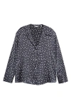 Vince Dot Print Silk Blouse In Deep Marine