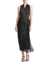 Vince Dot Silk-trim Wrap Dress In Black