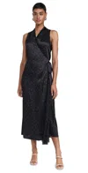 Vince Polka Dot Faux Wrap Dress In Black