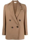 Vince Double-breasted Blazer In Brown