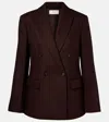 Vince Double-breasted Blazer In Burgundy