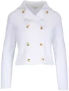 Vince Cotton-blend Double-breasted Sweater Jacket In Off-white