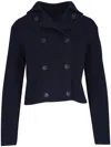 Vince Double-breasted Sweater Jacket In Blue