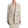 Vince Crepe Double Breasted Blazer In Sepia