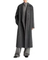 Vince Double Breasted Long Wool-blend Coat In Gray