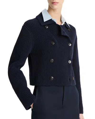 Vince Double Breasted Sweater Jacket In Black