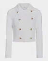 Vince Cotton-blend Double-breasted Sweater Jacket In Off-white In Optic White