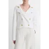 Vince Cotton-blend Double-breasted Sweater Jacket In Off-white In Optic White