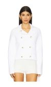 Vince Double Breasted Sweater Jacket In White