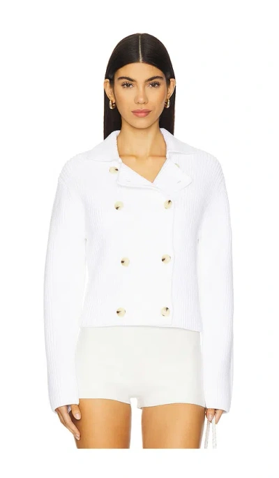 Vince Double Breasted Sweater Jacket In White