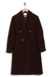 Vince Double Breasted Textured Wool Coat In Brown