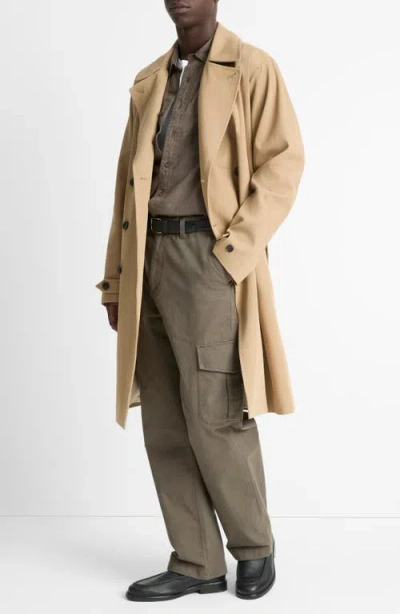 Vince Double Breasted Trench Coat In Light Beachwood