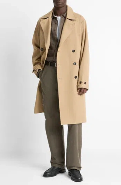 Vince Double Breasted Trench Coat In Brown