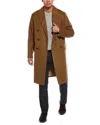 Vince Double Breasted Wool Blend Coat In Brown