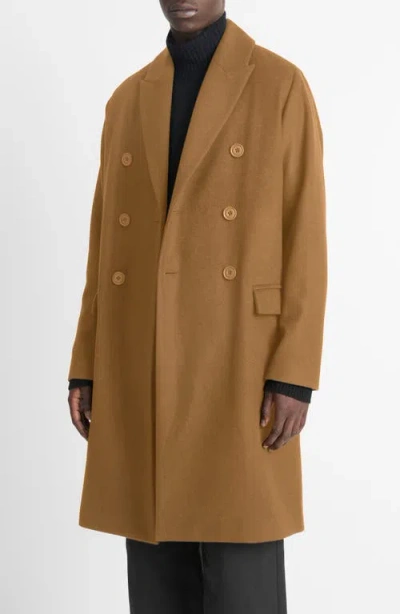 Vince Double Breasted Wool Blend Coat In Cedar