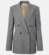 Vince Double-breasted Wool-blend Twill Blazer In Grau