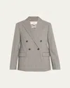 Vince Double-breasted Wool Twill Blazer In Dark Stone Grey
