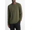 Vince Double Collar Waffle Knit Pima Cotton T-shirt In Green