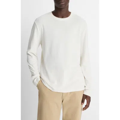 Vince Double Collar Waffle Knit Pima Cotton T-shirt In White