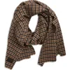 Vince Double Face Check Wool & Cashmere Scarf In Brown