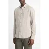 Vince Double Face Cotton Button-up Shirt In Heather Soft Clay