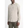 Vince Double Face Cotton Button-up Shirt In Heather Soft Clay