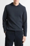 Vince Double Face Pullover Hoodie In Blue