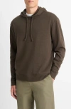 Vince Double Face Pullover Hoodie In Night Moss/emerald