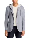 Vince Double Face Jersey Removable Hood Slim Fit Sport Coat In Green