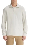 Vince Double Face Long Sleeve Polo In Stone Beach/heather Dune Grey